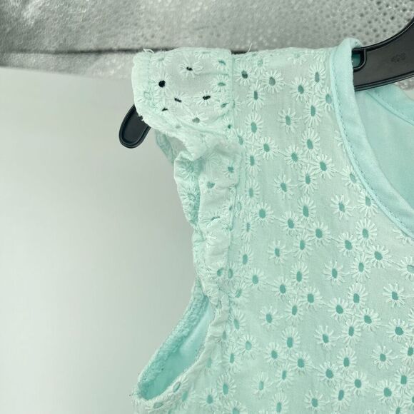 Little Lass Toddler Girls Aqua Eyelet Flutter Sleeve Dress 4T – A-Line - Picture 5 of 9